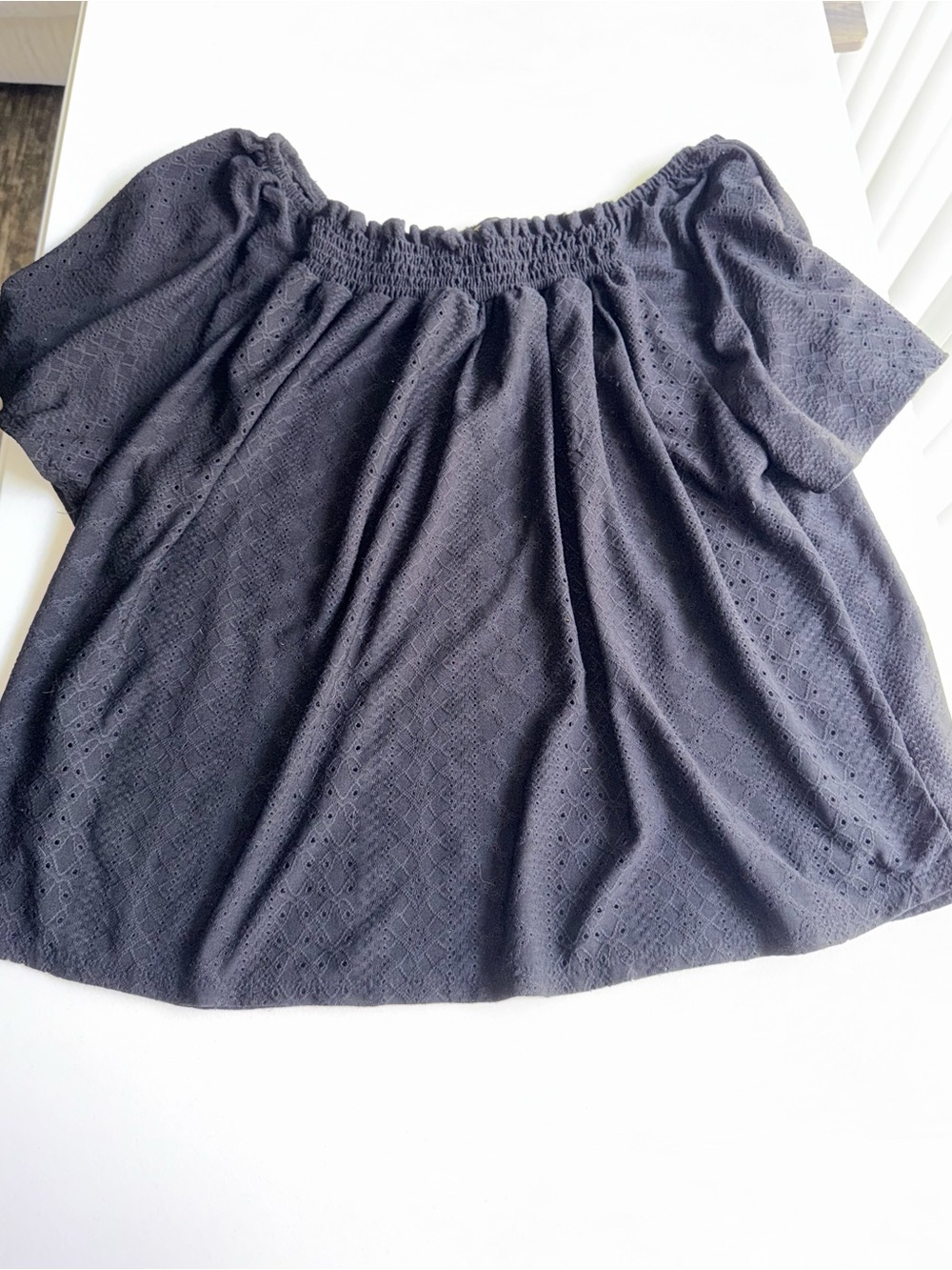 Ryan Michelle Black Off-Shoulder Eyelet Top - size 1X/T-0056